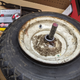 The new tube came with goop in it to supposedly fix any future leaks, so maybe it’ll last a long time. We’ll see. Washer between valve stem and cap keeps it from pulling back down into the wheel while getting the tire back on.